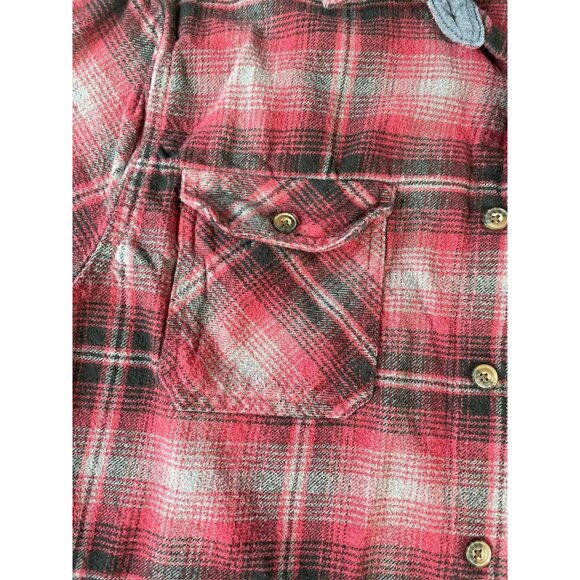 JACHS Heritage Flannel Mens XL Shirt Red Gray Plaid Button Up Long Sleeve Casual - Picture 5 of 13